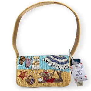 Made in India Beaded Beach Scene Bag